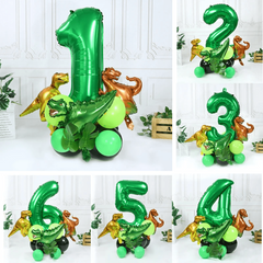 19pcs Green Dinosaur Balloon Set Forest Theme Decoration