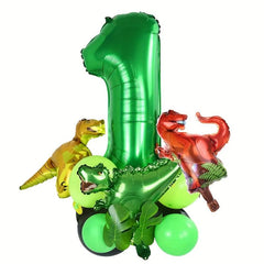 19pcs Green Dinosaur Balloon Set Forest Theme Decoration