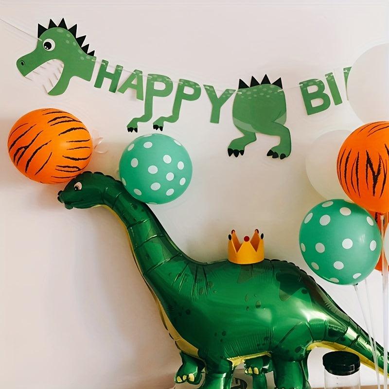 Dinosaur Foil Balloons and Banner for Birthday Party - Cartoon Dinosaur Balloons