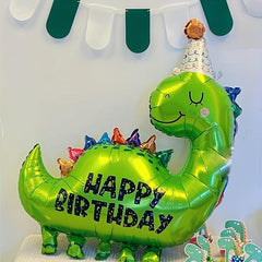 Dinosaur Foil Balloons and Banner for Birthday Party - Cartoon Dinosaur Balloons