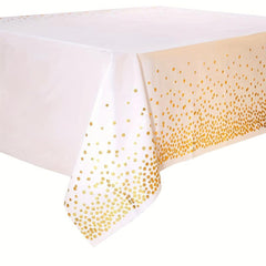 Golden Foil Dot Birthday Tablecloth Disposable Rectangle Table Cover for Party