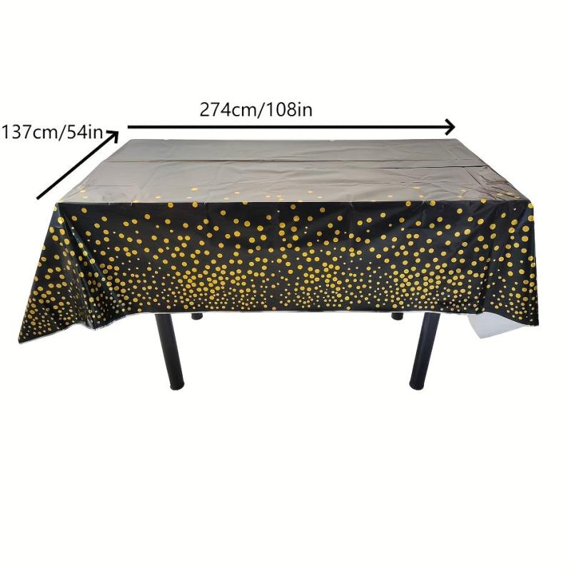Golden Foil Dot Birthday Tablecloth Disposable Rectangle Table Cover for Party