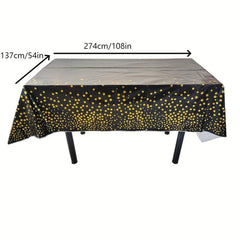 Golden Foil Dot Birthday Tablecloth Disposable Rectangle Table Cover for Party