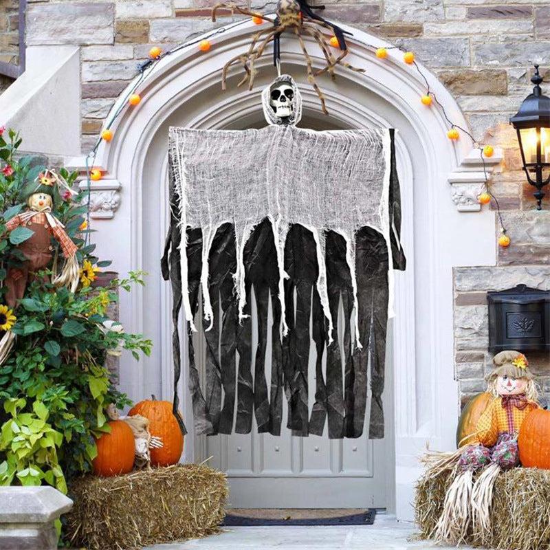 Haunted House Door Hanging Skull Gauze Ghost Face Halloween Decoration