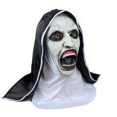 Halloween Nun Latex Head Mask for Costume Parties Decorations Cosplay