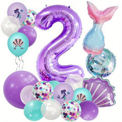 25pcs Little Mermaid Birthday Balloons Under the Sea Theme Decorations