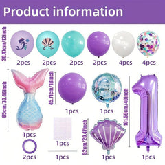 25pcs Little Mermaid Birthday Balloons Under the Sea Theme Decorations