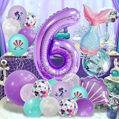 25pcs Little Mermaid Birthday Balloons Under the Sea Theme Decorations