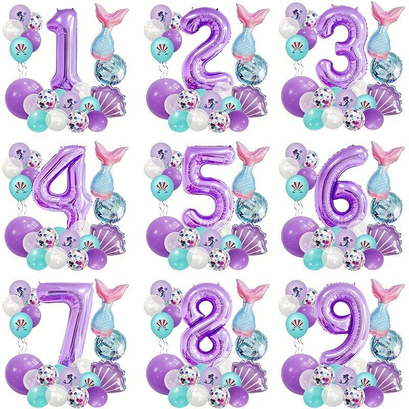 25pcs Little Mermaid Birthday Balloons Under the Sea Theme Decorations