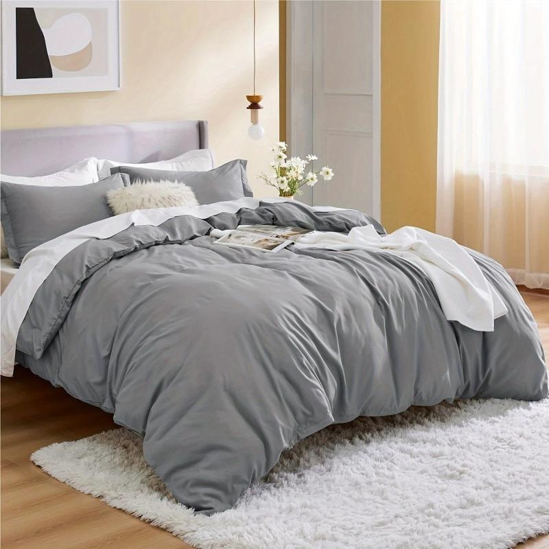 3pcs Solid Colors Duvet Cover Set with Pillowcases