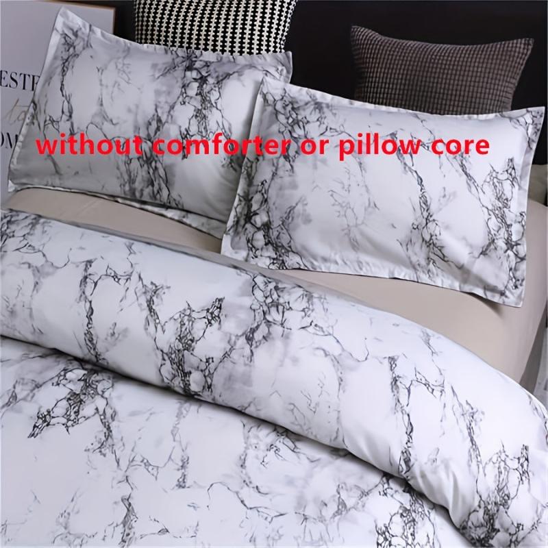 Marble Pattern Duvet Cover Set Soft Comfortable Bedding 1 Duvet Cover 2 Pillowca