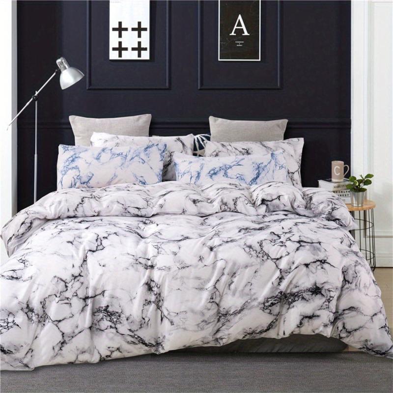 Marble Pattern Duvet Cover Set Soft Comfortable Bedding 1 Duvet Cover 2 Pillowca