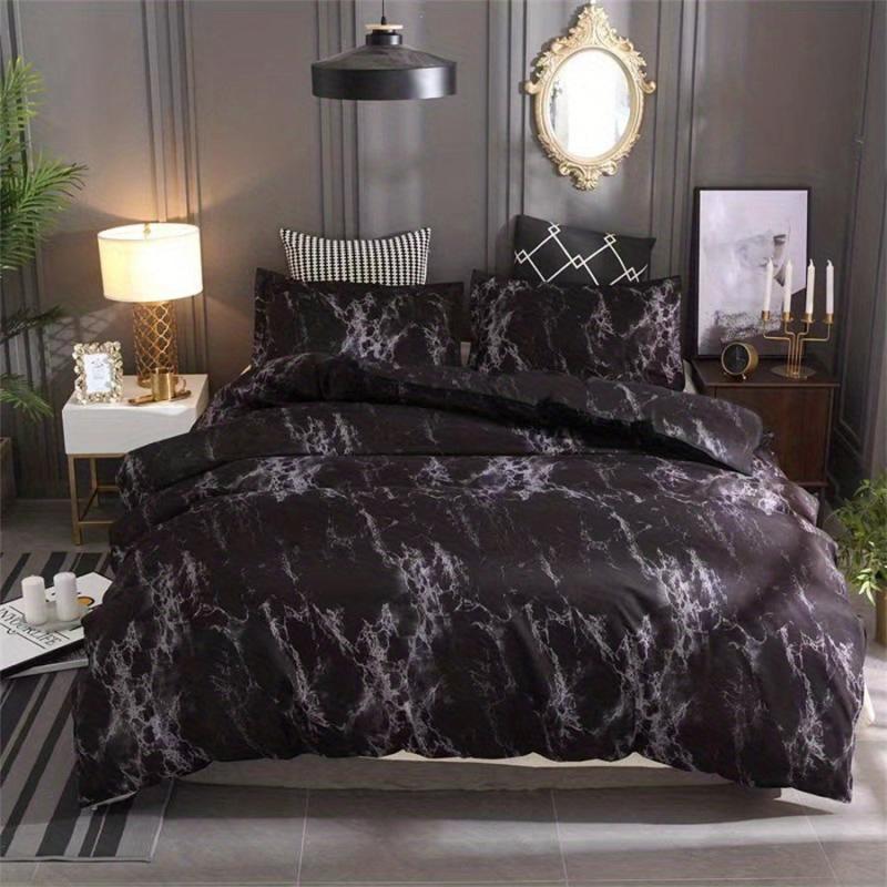 Marble Pattern Duvet Cover Set Soft Comfortable Bedding 1 Duvet Cover 2 Pillowca