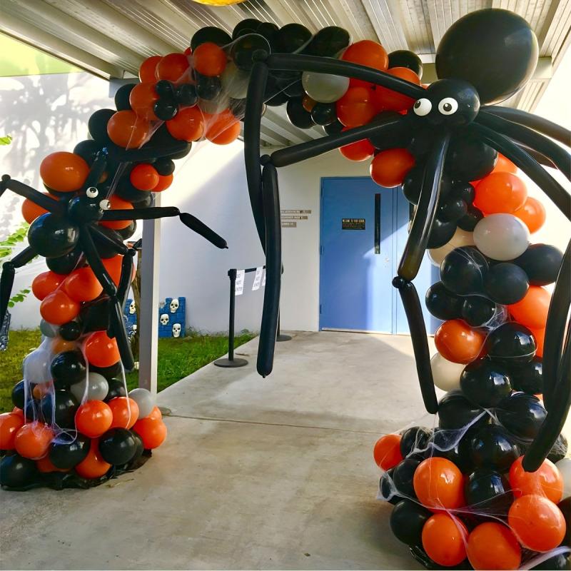 Halloween Balloon Garland Arch Kit with Spider Web & Spider Balloons