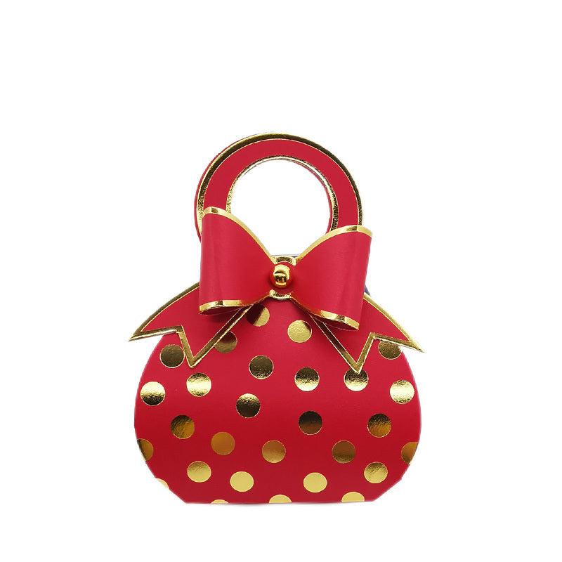 10pcs Glossy Polka Dot Pattern Gift Bags with Bows
