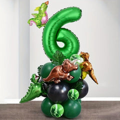 26pcs Green Dino Birthday Party Balloon Set with Glue for Baby Shower