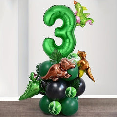 26pcs Green Dino Birthday Party Balloon Set with Glue for Baby Shower