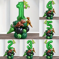 26pcs Green Dino Birthday Party Balloon Set with Glue for Baby Shower