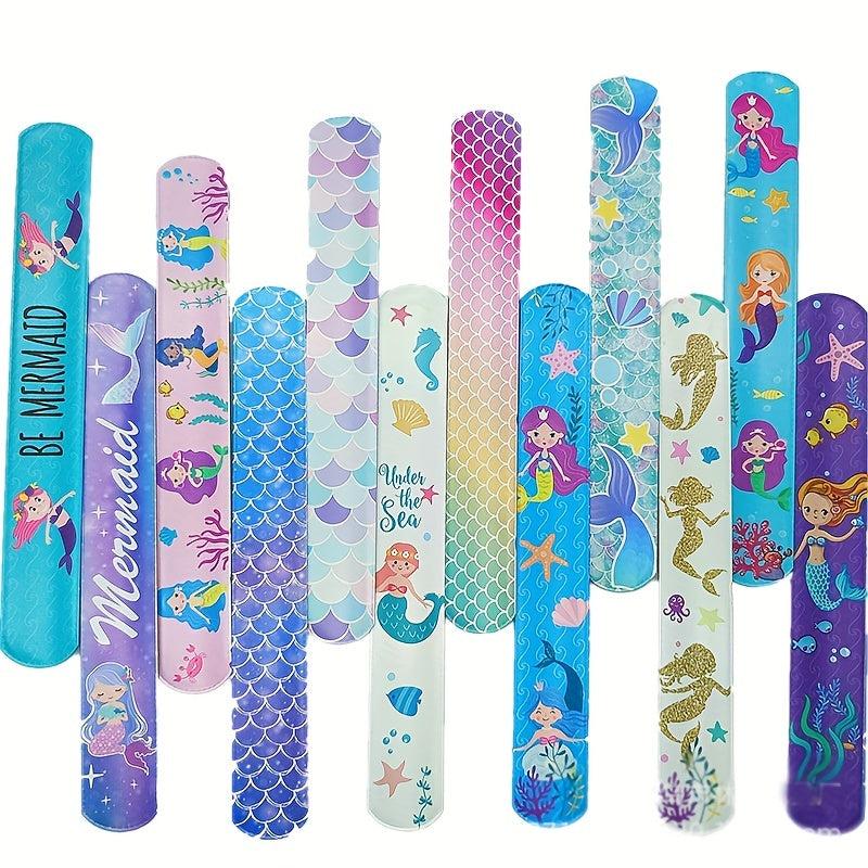 12pcs Mermaid Snap Bracelets Kids Girls Party Favors, Goodie Bag Fillers
