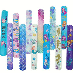 12pcs Mermaid Snap Bracelets Kids Girls Party Favors, Goodie Bag Fillers
