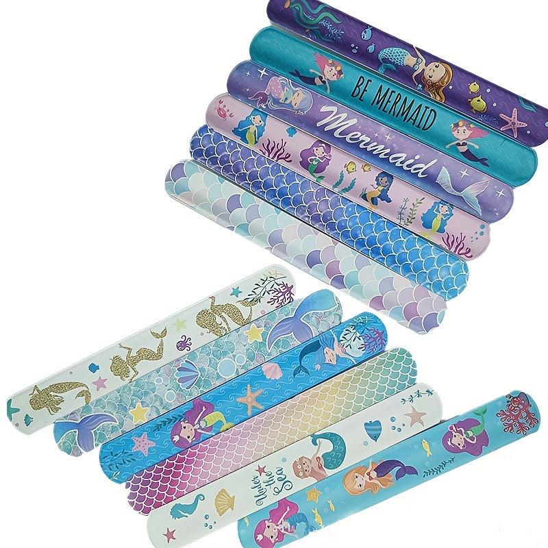 12pcs Mermaid Snap Bracelets Kids Girls Party Favors, Goodie Bag Fillers