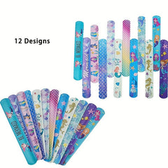 12pcs Mermaid Snap Bracelets Kids Girls Party Favors, Goodie Bag Fillers