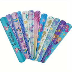 12pcs Mermaid Snap Bracelets Kids Girls Party Favors, Goodie Bag Fillers