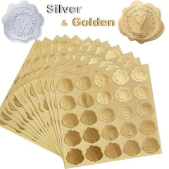 50pcs Golden Embossed Wax Seal Heart Envelope Seals Wedding Invitations