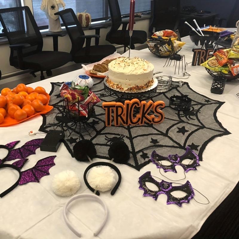 Lace Overlay Halloween Table Topper Spider Web Design