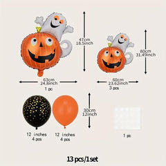 13pcs Halloween Spooky Pumpkin Balloon Decor