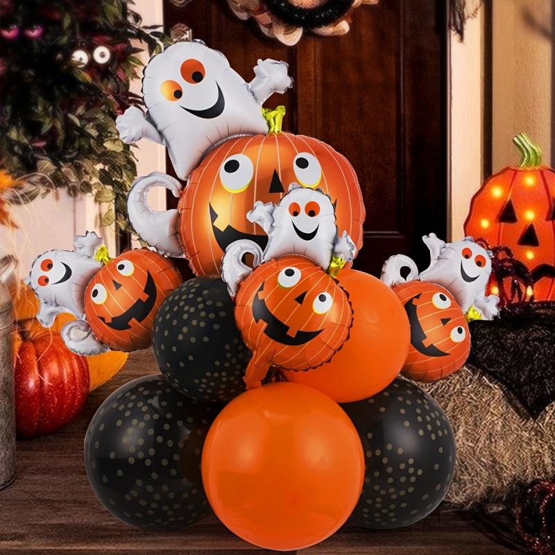 13pcs Halloween Spooky Pumpkin Balloon Decor