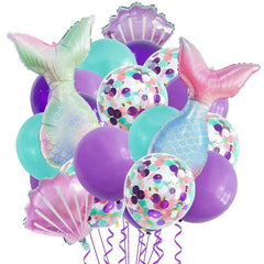 20pcs Mermaid Tail Balloon Theme Party Birthday Decoration Aluminum Film Balloon