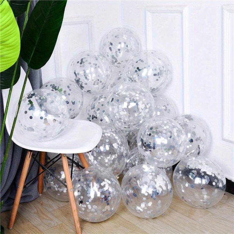 10pcs Transparent Latex Sequin Balloons for Parties Weddings