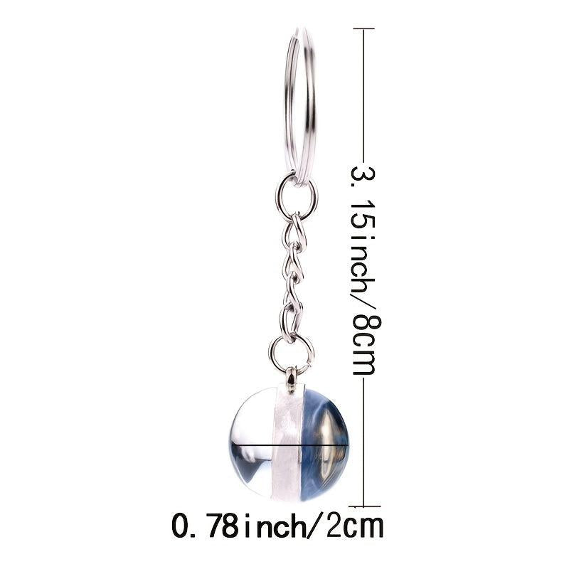 Patriotic Flag Keychain Glass Ball Ring with World Flag