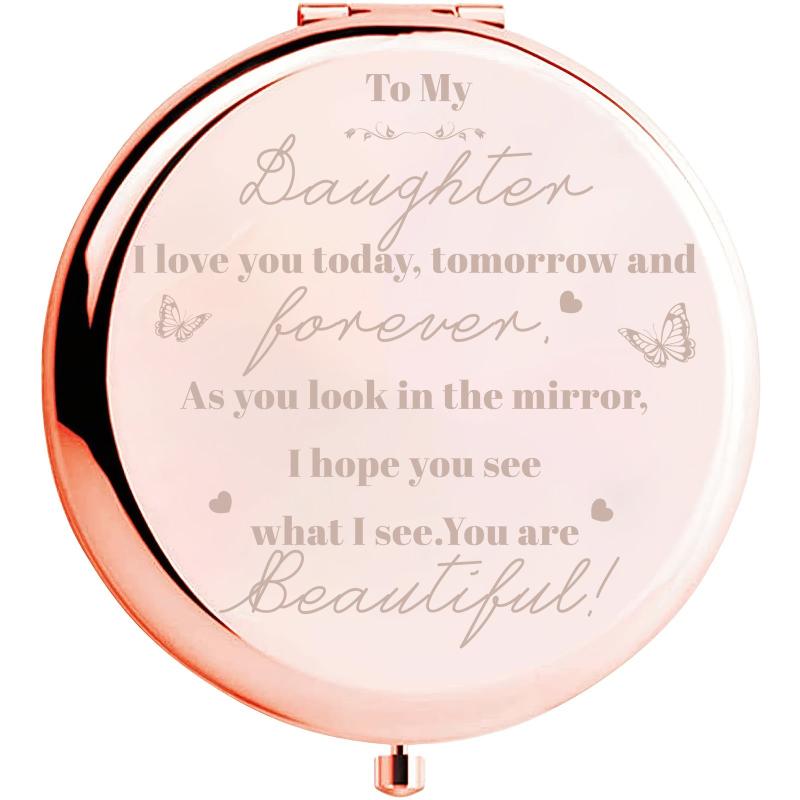 Daughter Compact Mirror - Gorgeous Rose Golden Makeup Mirror