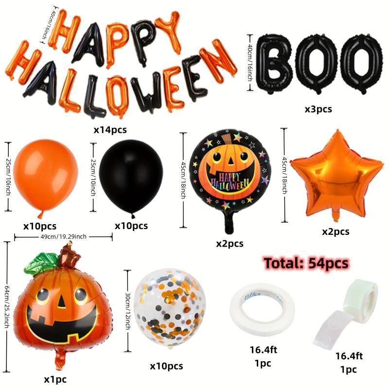 54pcs Halloween Decor Balloon Garland Orange Balloon Arch Happy Halloween Party