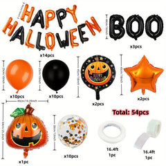 54pcs Halloween Decor Balloon Garland Orange Balloon Arch Happy Halloween Party