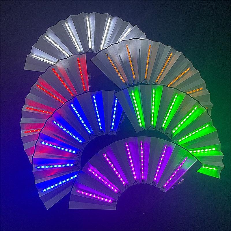 Glow in the Dark Hand Fan w/ LED Light for Nighttime Performances