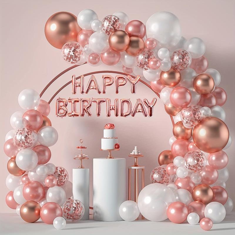 123pcs Rose & Confetti Balloon Garland Arch Set for Women & Princess Party