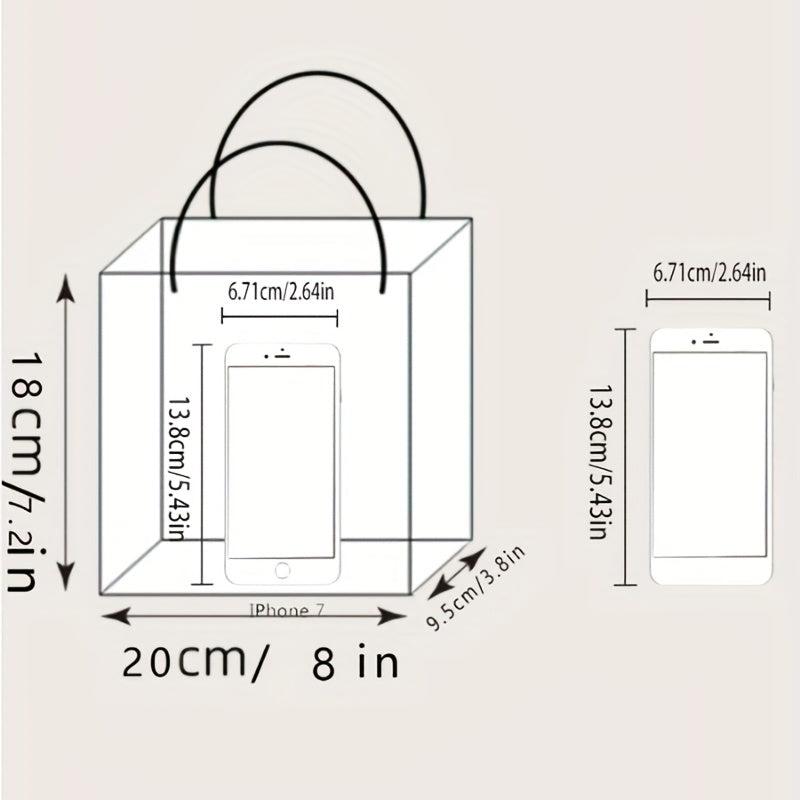 Clear Daisy Print PVC Gift Bag with Ribbon - Wedding Party Holiday Packaging