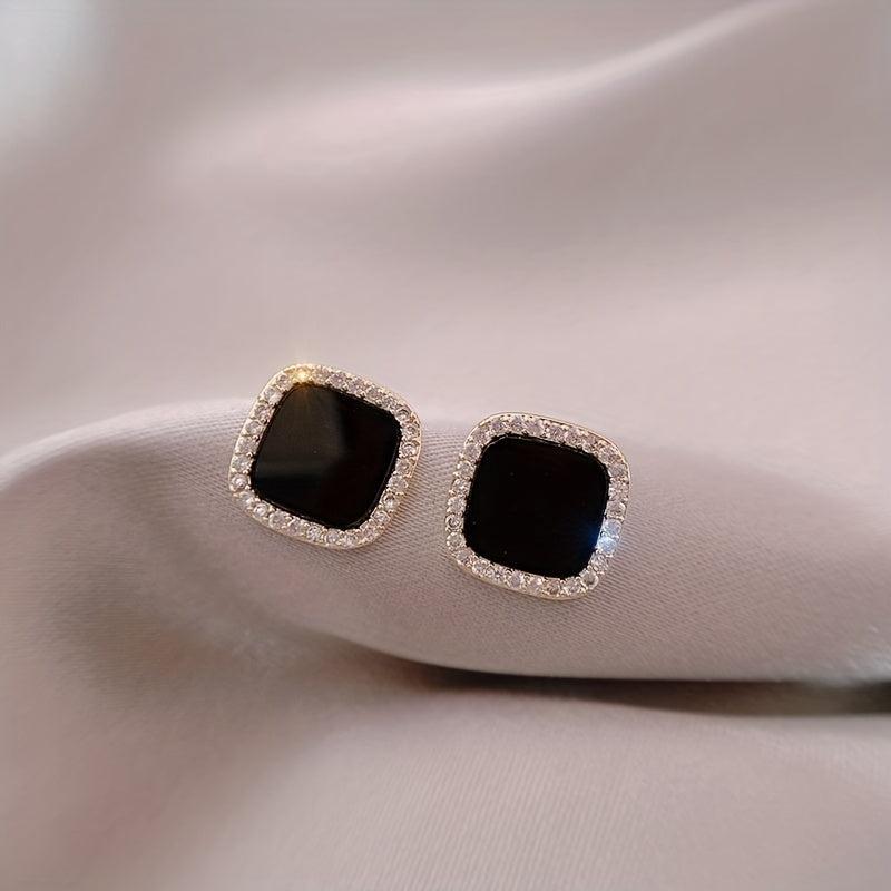 Square Rhinestone Stud Earrings for Women