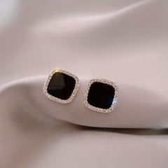 Square Rhinestone Stud Earrings for Women