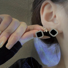 Square Rhinestone Stud Earrings for Women