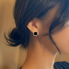 Square Rhinestone Stud Earrings for Women