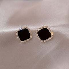 Square Rhinestone Stud Earrings for Women