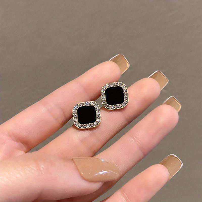 Square Rhinestone Stud Earrings for Women