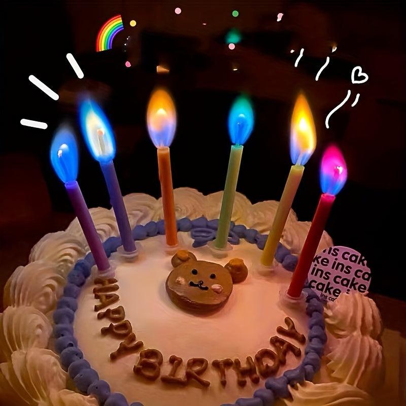 Rainbow Flame Candle Ins Party Candle Creative Cake Decoration