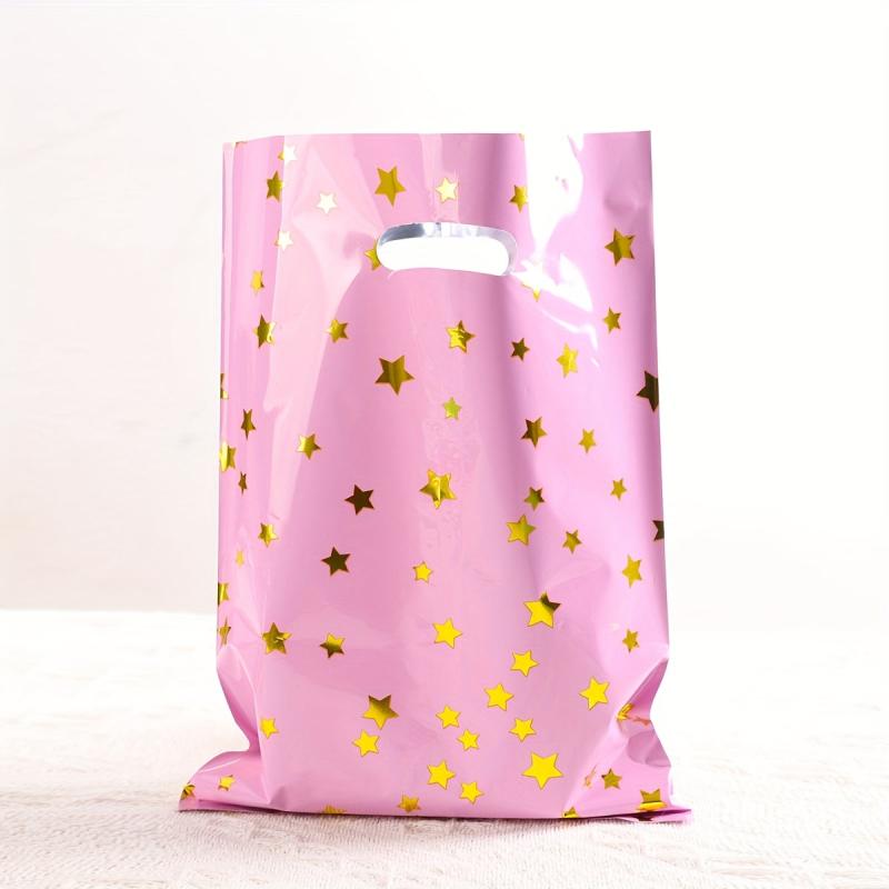 10pcs Golden Stars Plastic Favor Bags for Kids Birthday