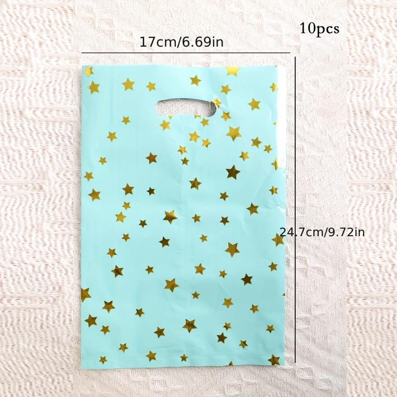 10pcs Golden Stars Plastic Favor Bags for Kids Birthday