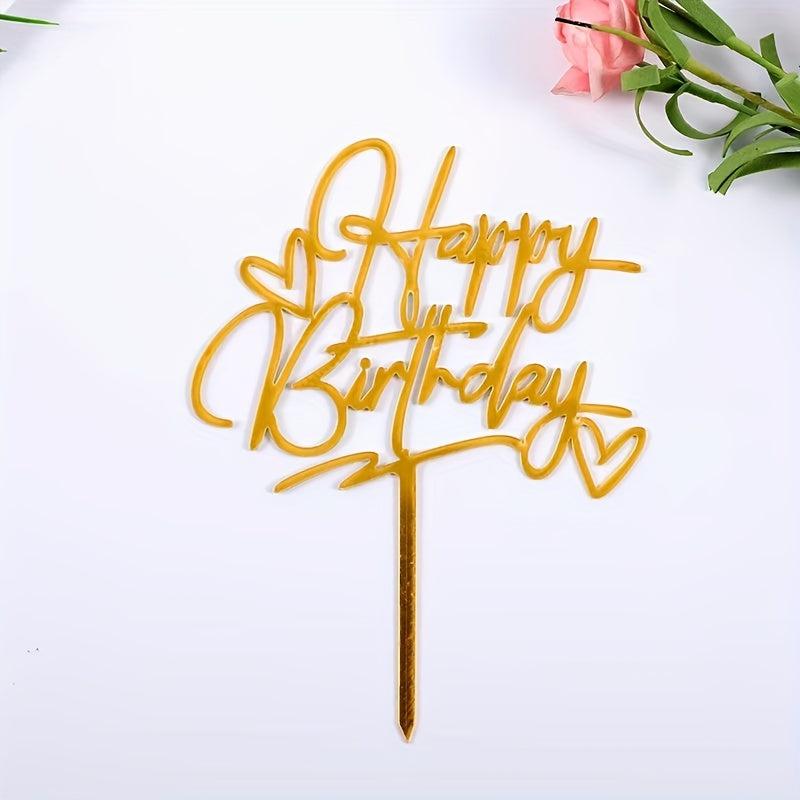 Double Heart Acrylic Cake Topper for Birthday Parties and Cake Decor